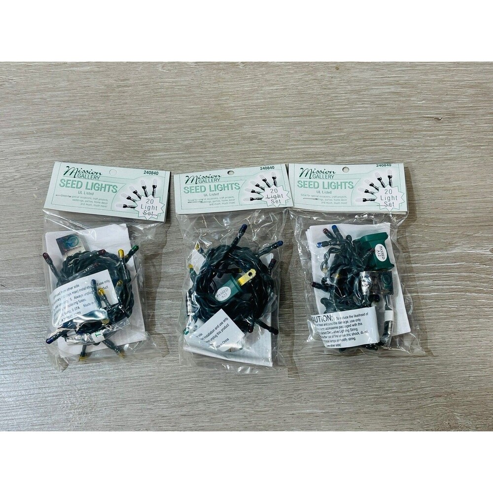 3 New Holiday Christmas 20 Mini Seed Lights Yel Red Green Blue  mission Gallery